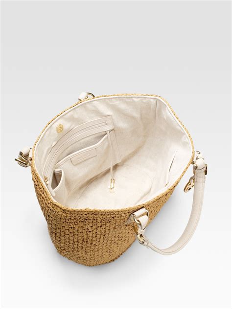 Michael Kors Santorini Rattan Clutch Natural Straw Leather